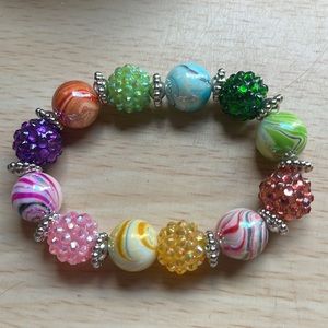 Handmade Acrylic And Sapphire Stretch Bracelet.